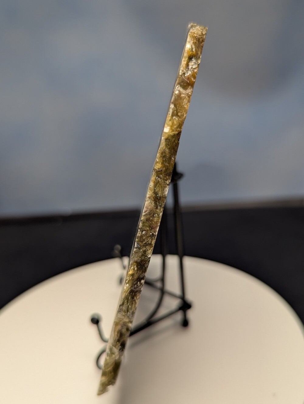 Green Mica Lepidolite with Garnet Slab - 6 3/4 X 6 Inches - Madagascar - Picture 3 of 11